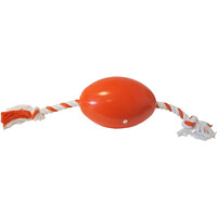 Hondenspeelgoed activity bal met floss oranje/wit, 70 cm.