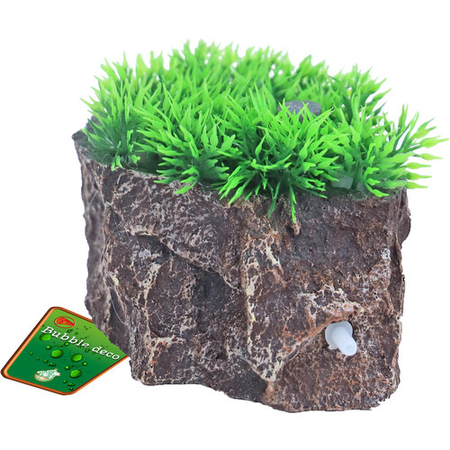 Boon aqua deco Boon Aqua Deco ornament bubbel Green Moss plant op rots met uitstromer, 12x9 cm.