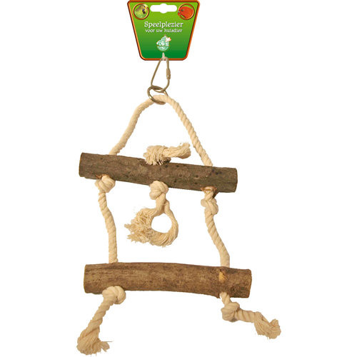 Boon Boon vogelspeelgoed touwladder hout 2-traps, 27 cm.