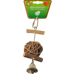 Boon Boon vogelspeelgoed stok hout met bal en bel S, 16 cm.