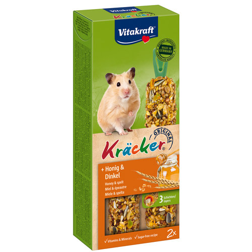 Vitakraft Vitakraft knaagdier honing/spelt-kräcker hamster, 2in1.