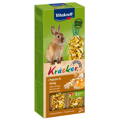 Vitakraft Vitakraft knaagdier popcorn/honing-kräcker dwergkonijn, 2in1.