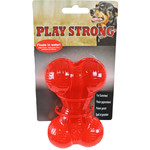 Play en Dental Strong Play Strong hondenspeelgoed rubber bot 11,5 cm, rood.