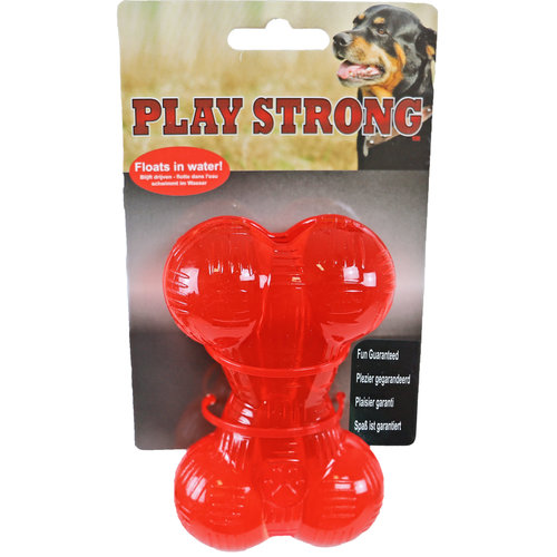 Play en Dental Strong Play Strong hondenspeelgoed rubber bot 11,5 cm, rood.