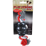 Play en Dental Strong Play Strong hondenspeelgoed rubber mini chew met floss 7 cm, zwart.