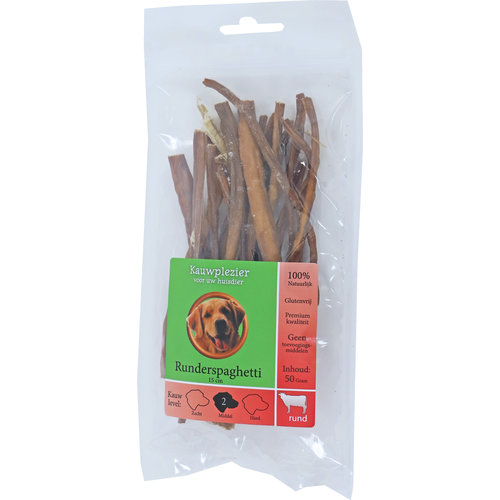 Boony Natuurlijke Snacks Boon Natuurlijke Snack rund, runderspaghetti 15 cm, zak a 50 gram.