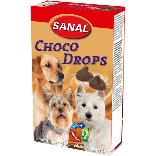 Sanal Sanal hond choco drops doos, 125 gram.