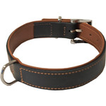 Boon Dog fashion Boon Dog fashion halsband soft gevoerd zwart/cognac, 25 mm/50 cm.