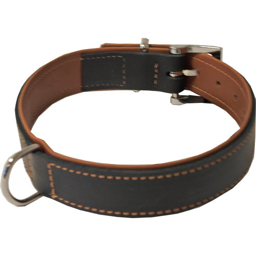 Boon Dog fashion Boon Dog fashion halsband soft gevoerd zwart/cognac, 25 mm/50 cm.