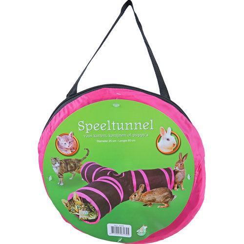 Boon speeltunnel nylon 'Y' model 85x25 cm, zwart/roze.