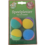 Boon Boon kattenspeelgoed blister a 4 sponsballen, 2 kleuren.