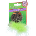 Boon kattenspeelgoed op kaart pluche muis met catnip en veren, 14 cm.