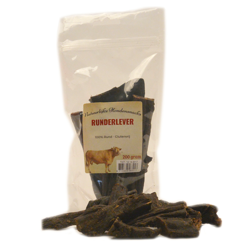 Natuurlijke hondensnacks Runderlever 200 gram