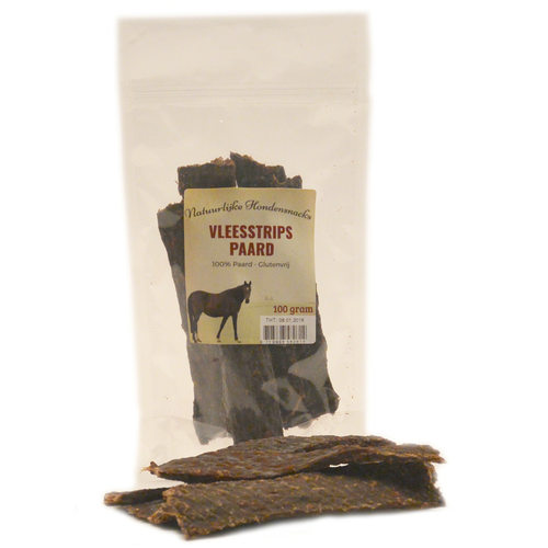 Natuurlijke hondensnacks Vleesstrips paard 100 gram