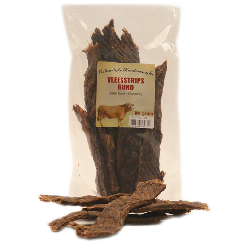 Natuurlijke hondensnacks Vleesstrips rund 100 gram