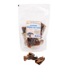 Natuurlijke hondensnacks Zalmhuid gerookt met vlees 100 gram