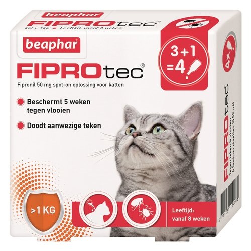 Beaphar FiproTec Cat 3+1 Pipet 4 pip.