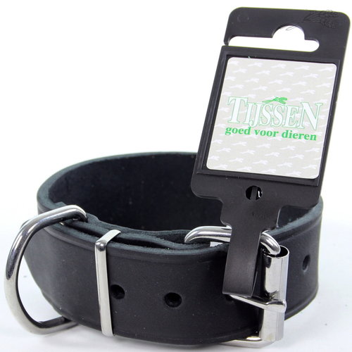Tijssen goed voor dieren Halsband Vetleer Zwart 1 st. 35 mm / 45 cm