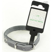 Tijssen goed voor dieren Halsband Vetleer Grijs 1 st. 12 mm / 35 cm