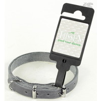 Tijssen goed voor dieren Halsband Vetleer Grijs 1 st. 16 mm / 40 cm