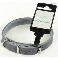 Tijssen goed voor dieren Halsband Vetleer Grijs 1 st. 18 mm / 45 cm
