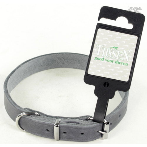 Tijssen goed voor dieren Halsband Vetleer Grijs 1 st. 18 mm / 50 cm