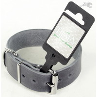 Tijssen goed voor dieren Halsband Vetleer Grijs 1 st. 35 mm / 50 cm