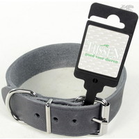 Tijssen goed voor dieren Halsband Vetleer Grijs 1 st. 35 mm / 55 cm