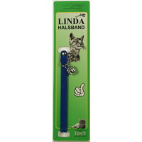 Linda Poezenbandje Blauw suede met elastiek en bel 1 st.