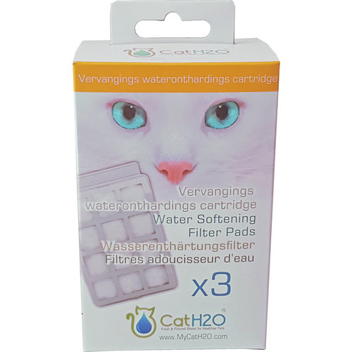 Cat H2O en Dog H2O filtercardridges met waterontharder voor waterbak, pak a 3 stuks.