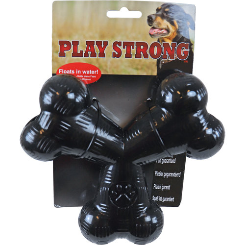 Play en Dental Strong Play Strong hondenspeelgoed rubber tri-bot 15 cm, zwart.