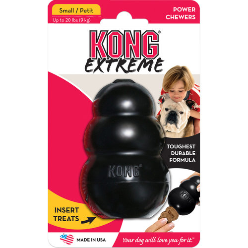 Kong Kong hond Extreme rubber small, zwart.