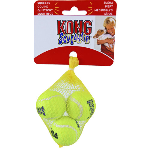 Kong Kong hond Squeakair met piep X-small, net à 3 tennisballen.