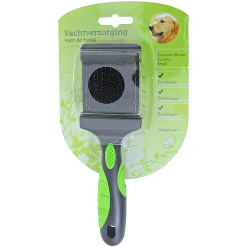 Boon vachtverzorging hond hondenborstel flexibele slicker 2-zijdig, small.
