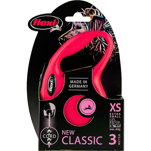 Flexi flexi rollijn CLASSIC cord XS rood, 3 meter.