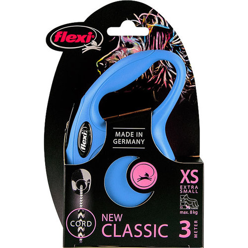 Flexi flexi rollijn CLASSIC cord XS blauw, 3 meter.