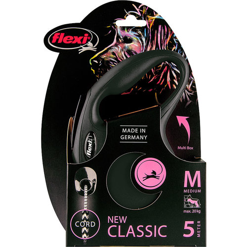 Flexi flexi rollijn CLASSIC cord M zwart, 5 meter.