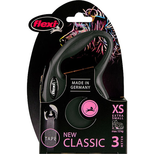 Flexi flexi rollijn CLASSIC tape XS zwart, 3 meter.