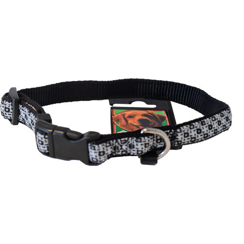 Boon Dog fashion Boon Dog fashion halsband nylon verstelbaar 20 mm x 45-60 cm, ruit zwart.