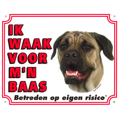 Waakbord groot in kleur, Bull Mastiff.