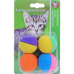 Boon Boon kattenspeelgoed blister a 4 sponsballen, 2 kleuren.