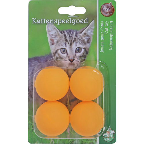 Boon kattenspeelgoed blister a 4 stuks ping pong bal.