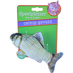 Boon kattenspeelgoed op kaart vis met catnip grijs/bruin, 11 cm.