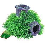 Boon aqua deco Boon Aqua Deco ornament bubbel Green Moss plant op gezonken buis met uitstromer, 11 cm.