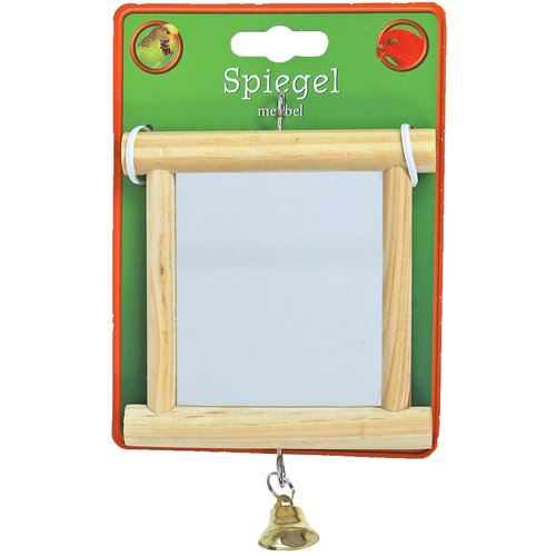 Boon Boon vogelspeelgoed spiegel vierkant met houten omlijsting.