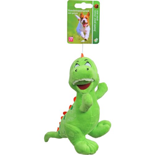 Boon hondenspeelgoed pluche dino groen, 15 cm met piep.