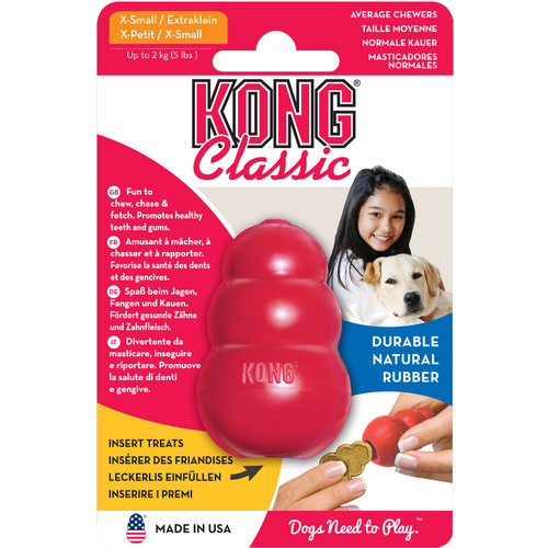 Kong Kong hond Classic rubber extra small, rood.