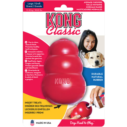 Kong Kong hond Classic rubber large, rood.