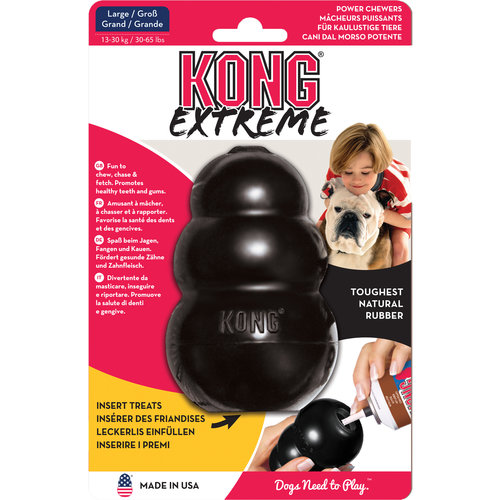 Kong Kong hond Extreme rubber large, zwart.