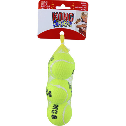 Kong Kong hond Squeakair met piep medium, net à 3 tennisballen.